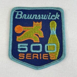 Vintage Brunswick 500 Series Bowling Patch 1970s Blue Green Orange Embroidered